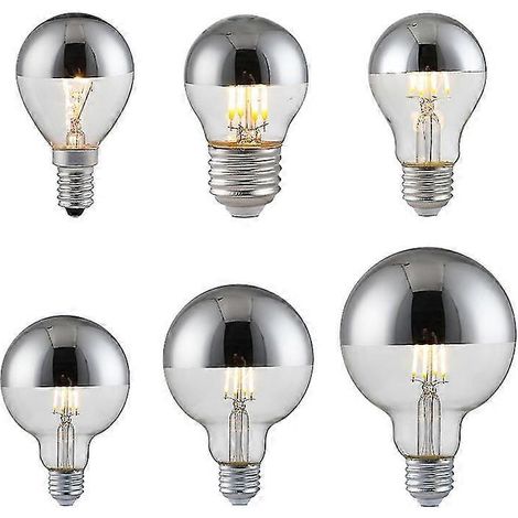 Lot de 6 ampoules LED semi-électroplaquées sans ombre 4W, forme boule à bulles, style dragon, douille E14/E27, suspension Magic Bean, 2700K blanc chaud. (1/4)