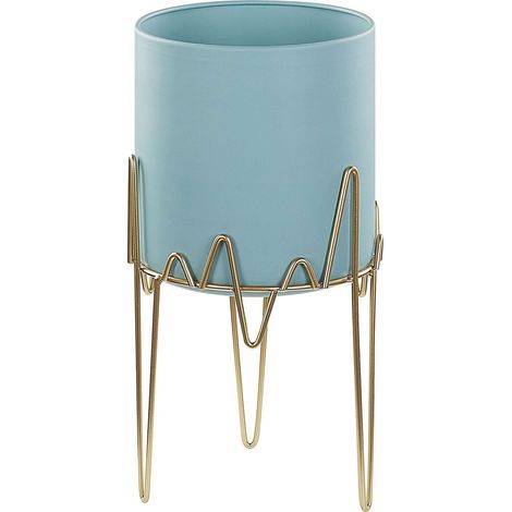 Elevated Plant Pot KALANDRA Metal 19 cm Light Blue