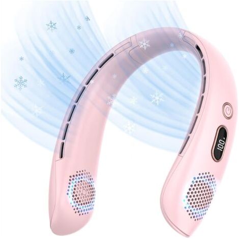 Ventilateur de Cou,Portable USB Ventilateur de cou sans lame Silencieux avec flux d’air à 360°,3 Vitesses Rechargeable Mini Ventilateur Personnel pour Bureau Domicile Voyage En Plein Air(rose) (1/5)