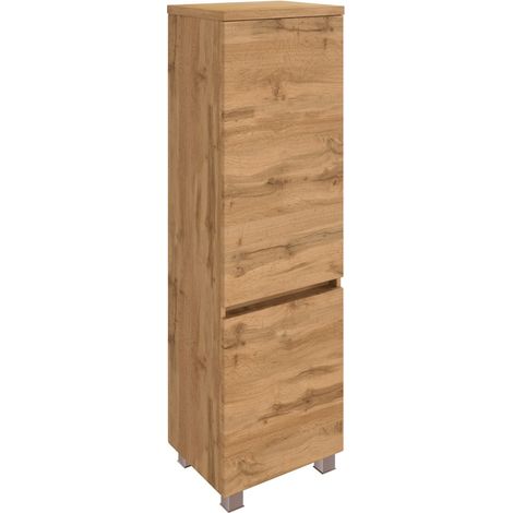 Badezimmer Midischrank 40 cm breit PESARO-03 in Wotan Eiche Nb., B/H/T: ca. 40/132,5/35 cm (1/5)