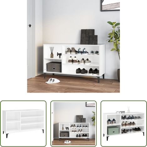 Schuhschrank Hochglanz-Weiß - Schuhregal Hochglanz-Weiß 102x36x60 cm Holzwerkstoff (1/5)
