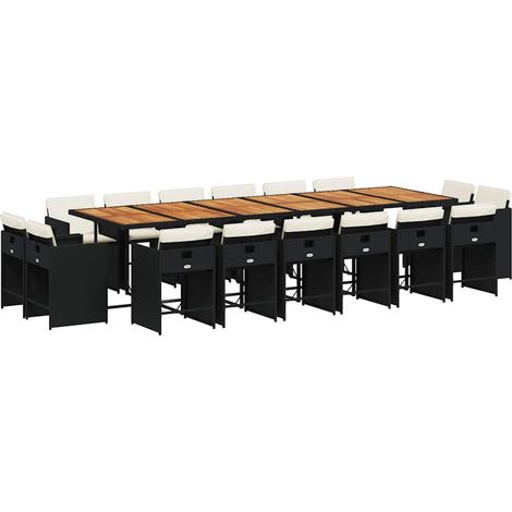 Maison Exclusive - Set da Pranzo da Giardino 17 pz con Cuscini Nero in Polyrattan (1/5)