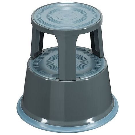 Tabouret marchepied roulant métal 2 marches - gris - Maxiburo (1/2)