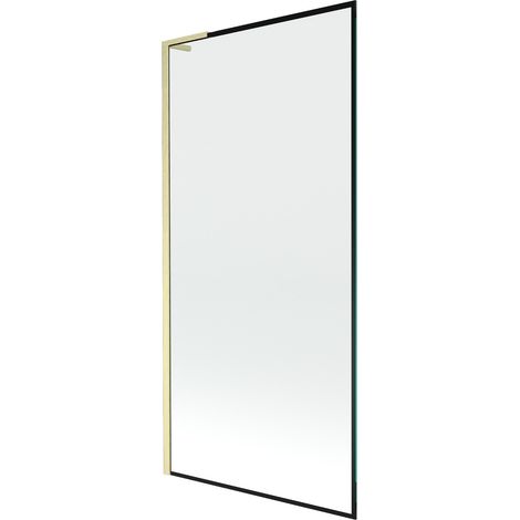Mexen Next L Badewannenwand 1-flügelig 90 x 150 cm, schwarzes Muster, gebürstetes Gold - 895-090-000-03-70-55 (1/5)
