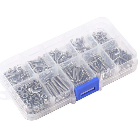 Vis À Tête Fraisée M3 - Vis En Acier Inoxydable 304 Pleinement Filetées - Longueurs 5 6 8 10 12 14 16 18 20 mm - 340 Pièces Avec Écrous Hexagonaux (1/5)