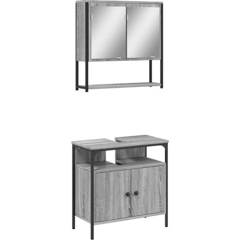 vidaXL Set Mobili da Bagno 2 pz Grigio Sonoma in Legno Multistrato (1/5)