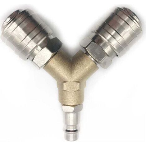Distributeur d'air Comprimé, XU, Raccord dair Comprimé 1/4 Connecteur d'air Comprimé 3 voies à dégagement rapide avec distributeur Y à filetage mâle - KZQ (1/4)