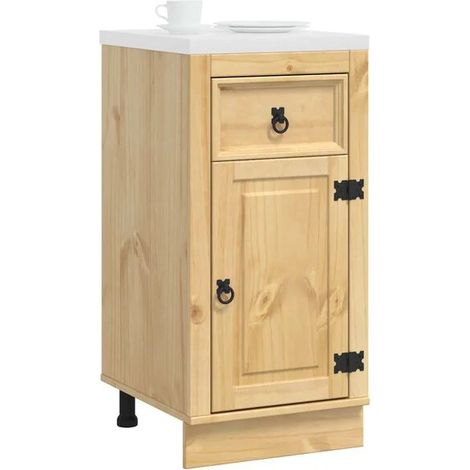 Armoire en Bois Massif de Pin, Couleur Miel, 40 x 46 x 81,5 cm, Placard de Rangement Compact avec Portes, Idéal pour Chambre et Entrée (1/5)