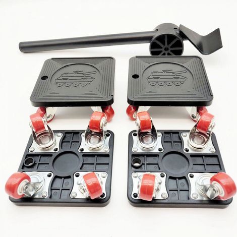 Ensemble d'outils de déménagement noir 5 pièces avec roues universelles, pour déplacer des meubles et des objets lourds. (1/5)