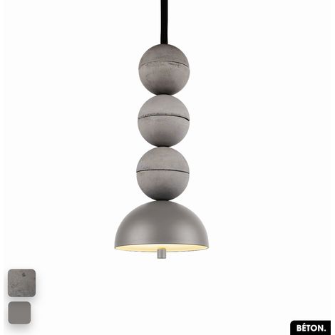 Lampe de suspension en béton - BOSFOR CONCRETE GRIS 3 BALLES LED 14W (1/2)