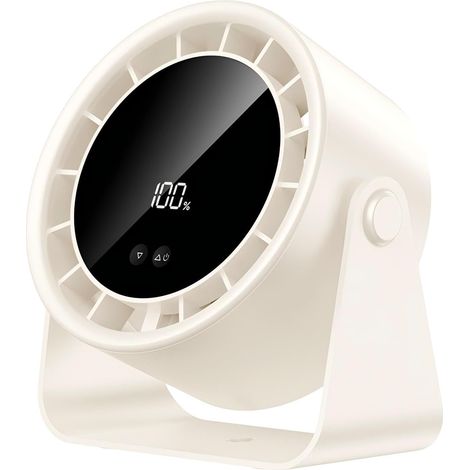 White Wall-Mounted Desk Fan Ultra Quiet Table Fan with Digital Display 100 Speed USB Rechargeable Fan (1/5)
