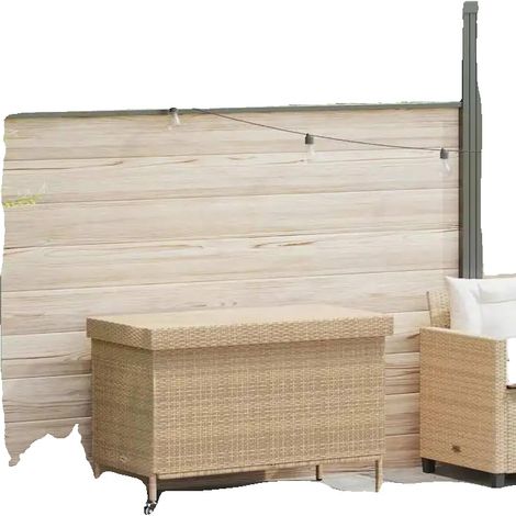 Aufbewahrungsbox, Rattanharz, Wetterbeständiges Design, Beige (1/2)