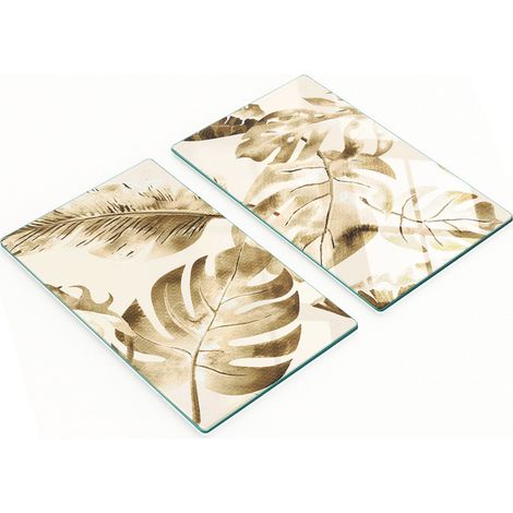 Elegantes y resistentes pizarras de vidrio con estampado de selva y hojas, 2x30x52 cm.
