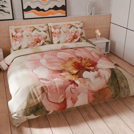 Housse de Couette 1 Place 150x200 cm 1 Taie 50x80 cm Incluse, Parure en Microfibre Imprimée Floral 25 20 (1/5)