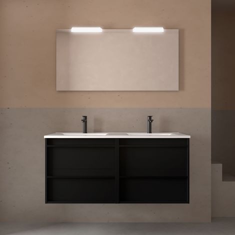 Möbel + Waschbecken ATTILA 1200 4 Schubladen BLACK SATIN (1/2)