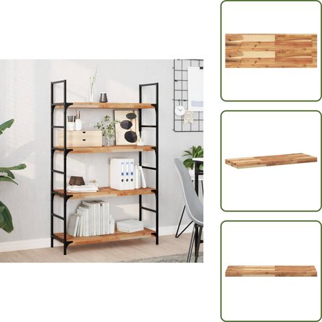 The Living Store Étagère flottante 100x30x4 cm acacia massif finition à l'huile - Etagere Murale - Étagère Flottante - Bibliothèque Murale - Rangement Mural - Decoration Murale (1/5)