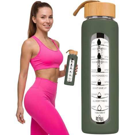 Bottiglia di vetro da 960 ml PTN SBW-01-960-7953 D.Green (1/5)