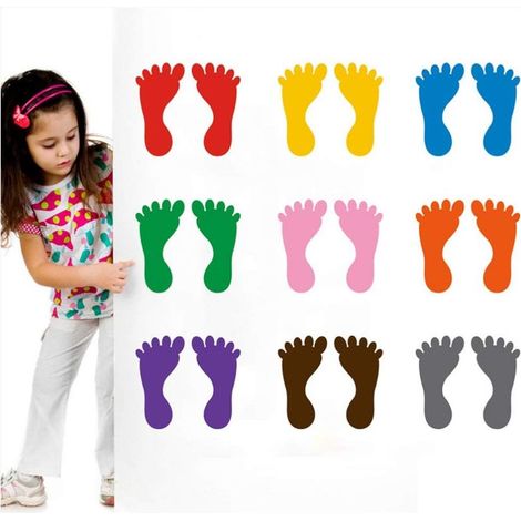 Juego de 9 pares de pegatinas con forma de huellas para suelos, paredes y escaleras para guiar las direcciones. (1/5)