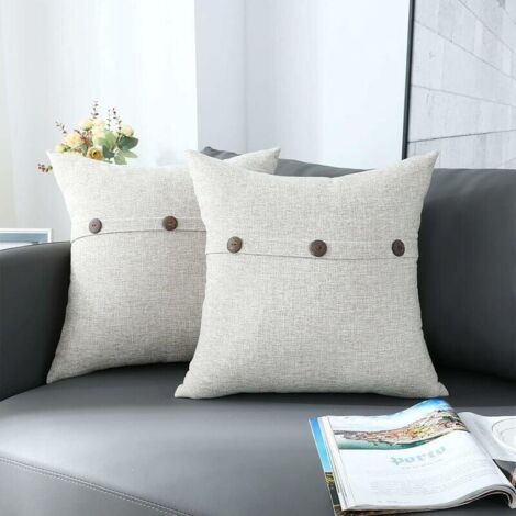 Autre décoration pour Noël Housse de Coussin Lot de 2 45x45cm Décoratif Ferme Bouton Triple Taie d'oreiller Decoration Maison Salon Chambre pour Canapé Auto Chaise (1/5)