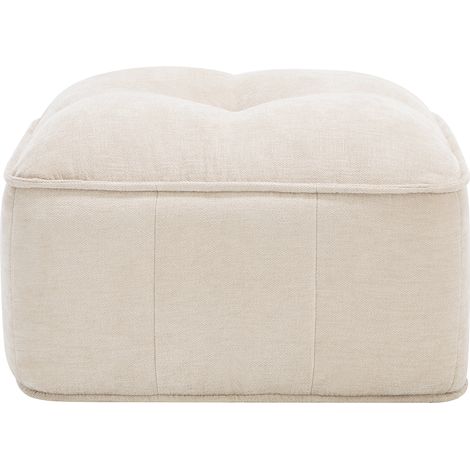 Pouf repose-pieds en polyester, coloris beige, pour salon et chambre, assise d'appoint confortable et design compact (1/5)