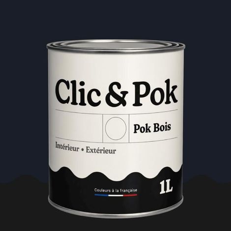 Peinture Bois Extérieur – POK BOIS - 1L - RAL 5004 - Bleu noir- Résistante aux intempéries - Ne s'écaille pas (1/4)