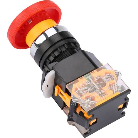 Bouton d'arrêt d'urgence autobloquant rouge de 22 mm avec une grosse tête en forme de champignon (1/5)