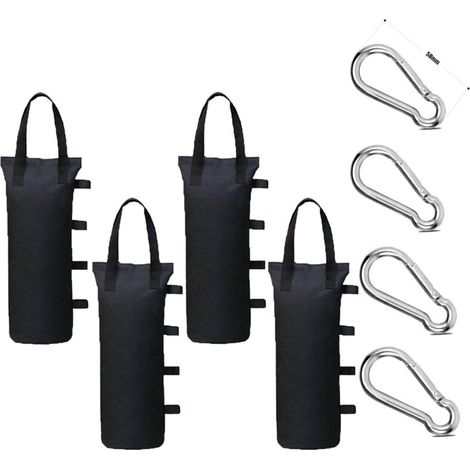 4 Sacs de Sable et 4 Mousquetons - Utilisés pour Augmenter Le Poids de la Jambe des Tonnelles Pop-Up, Tentes de Jardin, Parasols, Trampolines (1/5)
