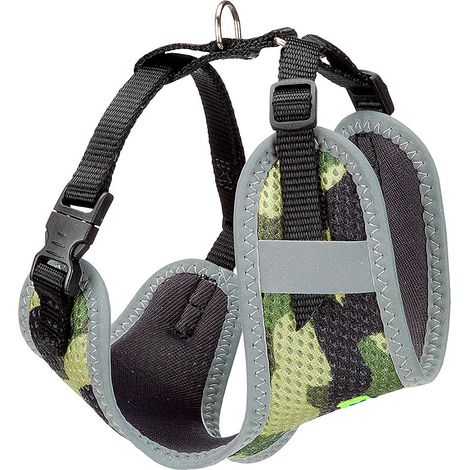Ferplast NIKITA P FASHION Pettorina tecnica in nylon traspirante per cani. Cuciture riflettenti. In varie misure e colori.. Variante XXS - Misure: A: 15-22 cm B: 22-33 cm 10 mm - Militare