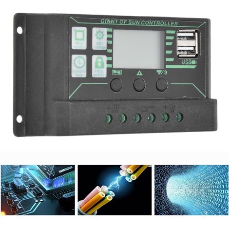 Contrôleur de panneau solaire, régulateur MPPT, double USB PWM, contrôleur noir pour panneaux photovoltaïques, 20A. (1/5)