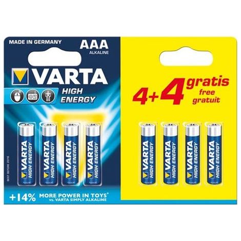 Piles LR3 AAA 1,5V 1250Mah par 8  0046510 pour Outillage