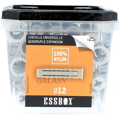 ESSBOX de 25 Chevilles Nylon Quadruple Expansion Galaxy 12 (1/2)