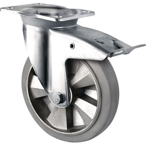 Rueda giratoria de servicio pesado D.160mm Cap.400kg Freno Goma elástica Altura de construcción 202mm TECWERK (1/2)