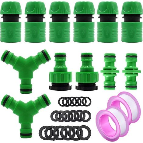 Kit de connecteur de tuyau d'arrosage, ensemble de raccord de tuyau 2 en 1, connecteur de tuyau d'arrosage, connecteur de robinet pour robinets de tuyau d'arrosage avec filetage (1/5)