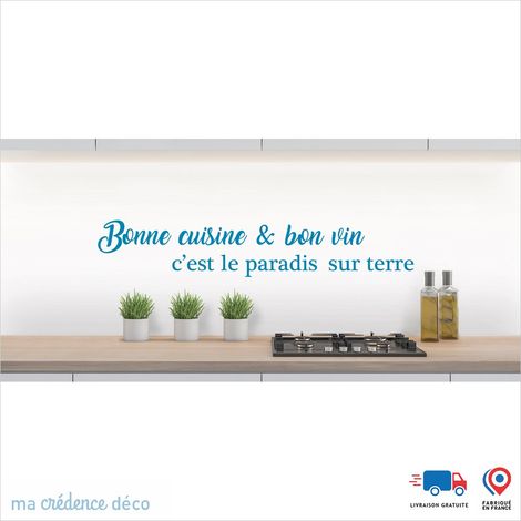 Crédence : Bonne cuisine et bon vin 1 - Couleur Bleu clair - Alu composite - 120 - 60 (1/3)