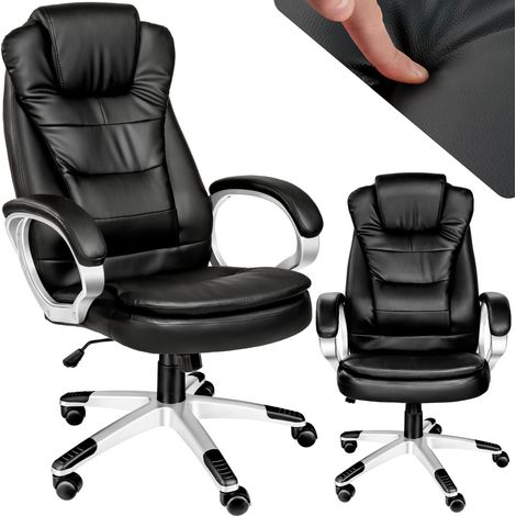 Fauteuil de bureau rotatif à 360° en cuir synthétique noir