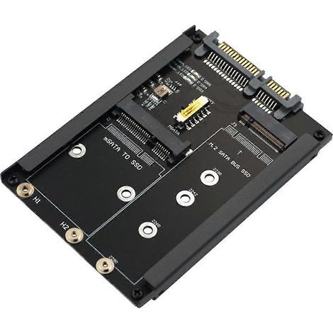 Carte adaptatrice 2 en 1 MSATA + clé B/clé B+M SSD M.2 vers SATA 2.5" avec connecteur pour boîtier M.2 NGFF SATA3 (1/5)