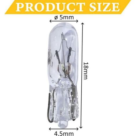 10 Ampoules T5 - 12V 1.2W W2x4.6d - Wedge Base - clignotant et tableau de bord (1/5)