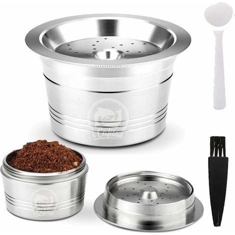 Capsule de café réutilisable, capsule en acier inoxydable Cafissmo K-Fee Caffitaly avec dosette en plastique et goupillon de nettoyage. (1/5)