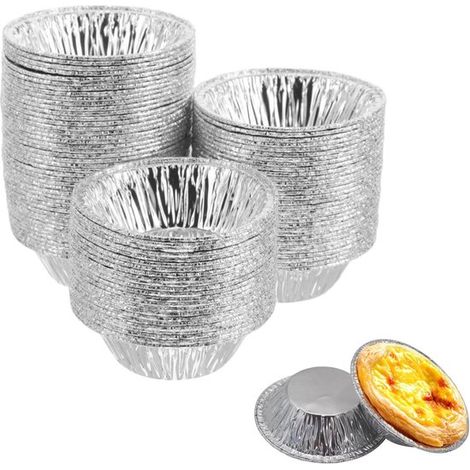 100 moules à crêpes en aluminium, moules à gâteaux jetables de 7 cm (1/5)