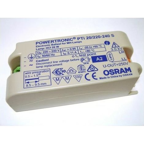 Osram 353290 Balastro para lámpara MH HCI 20W Powertronic Pti 20/220-240 S