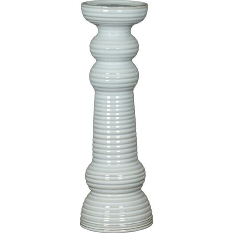 Sile Large Pillar Candle Holder - Ceramic - L12 x W12 x H38 cm - White