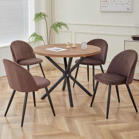 Wokaka Lote de 4 Sillas de comedor de terciopelo Sillas de salón Cojines Suaves de Terciopelo Asiento (marrón)
