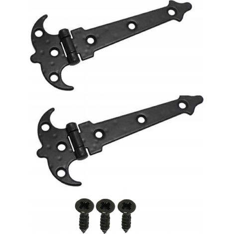 Dekoratives Scharnier für Möbel, 116,5 x 55 mm, schwarz geschmiedet