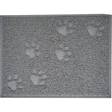 Tapis de litière en PVC à motifs pattes - Gris - L 40 x l 30 cm - Livraison gratuite (1/4)