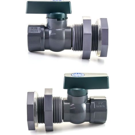 Kit de robinet de seau de pluie à manchon en PVC, vanne de vidange de jardin à vanne de seau de 3/4 ", avec adaptateur de cloison MNS (1/4)