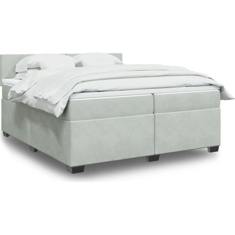 vidaXL Sommier à lattes de lit et matelas Gris clair 200x200cm Velours (1/5)