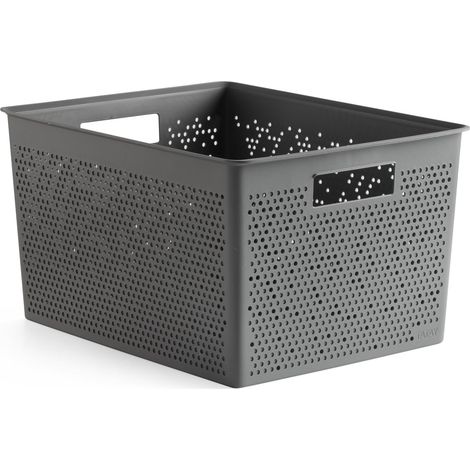 TATAY Scatola organizer rettangolare Bohol, 20 l, in polipropilene, senza BPA, 100% plastica riciclata, colore grigio antracite, dimensioni: 30 x 39 x 21,5 cm (1/3)