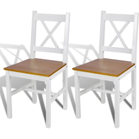 Chaise de cuisine blanc laqué et marron Dina - Lot de 2 (1/5)