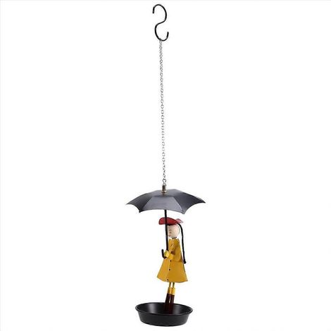 Bain d'oiseaux suspendu, mangeoire pour oiseaux, fille avec plateau et parasol, terrasse ou jardin (1/5)