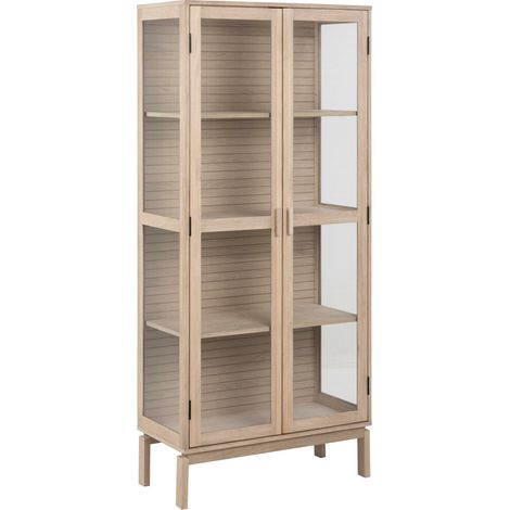 Estantería Norsica Ruvmeru 103 , Con puertas, Cerrable, Vidrio templado, Chapa de madera natural, MDF, Número de puertas: 0, Número de cajones: 0, 180x80x40cm